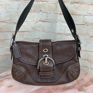 Coach small dark brown leather hobo shoulder bag